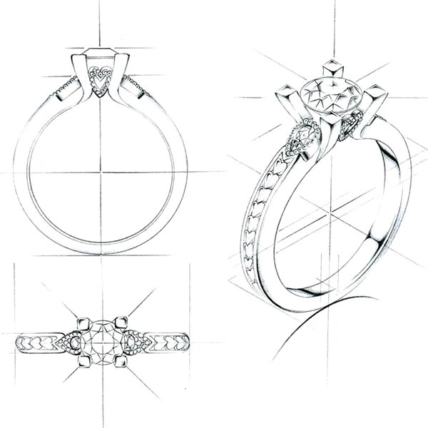 croquis-bague-solitaire-sur-mesure-belgique